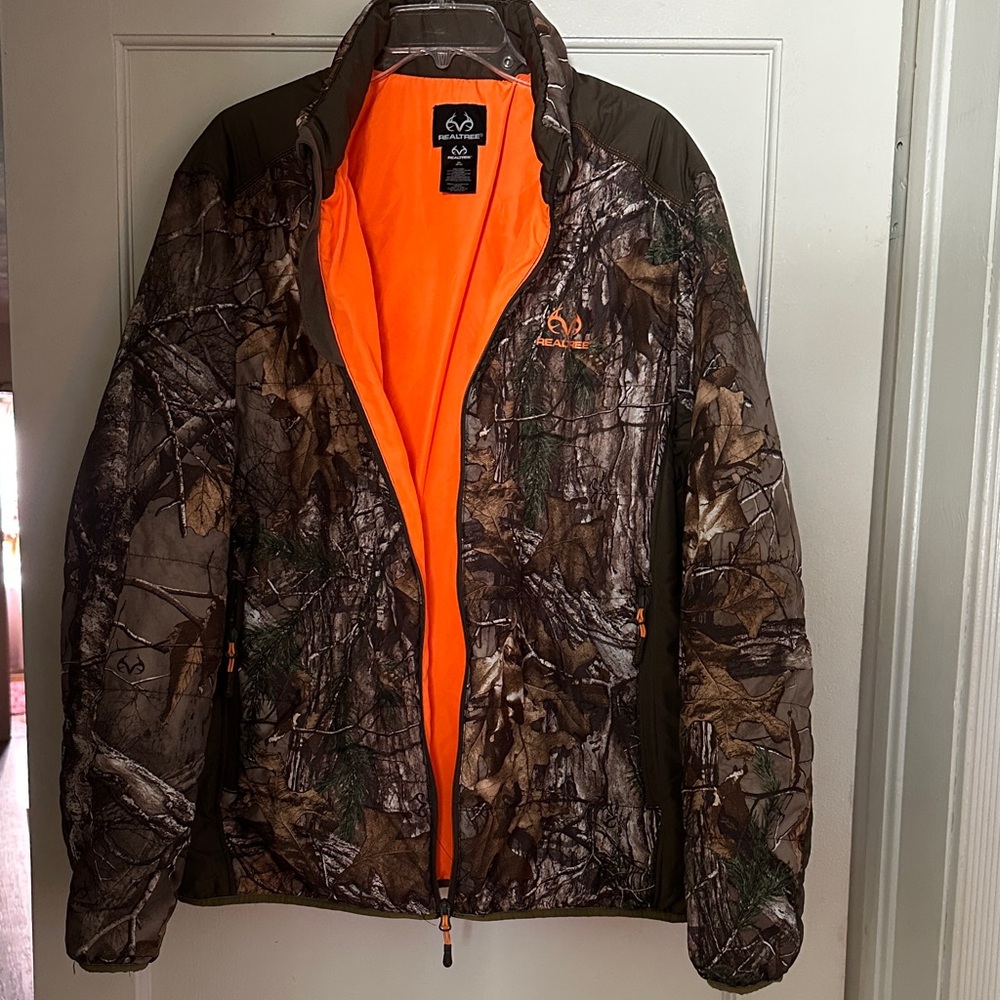 Men's Camo Jacket with Orange Lining